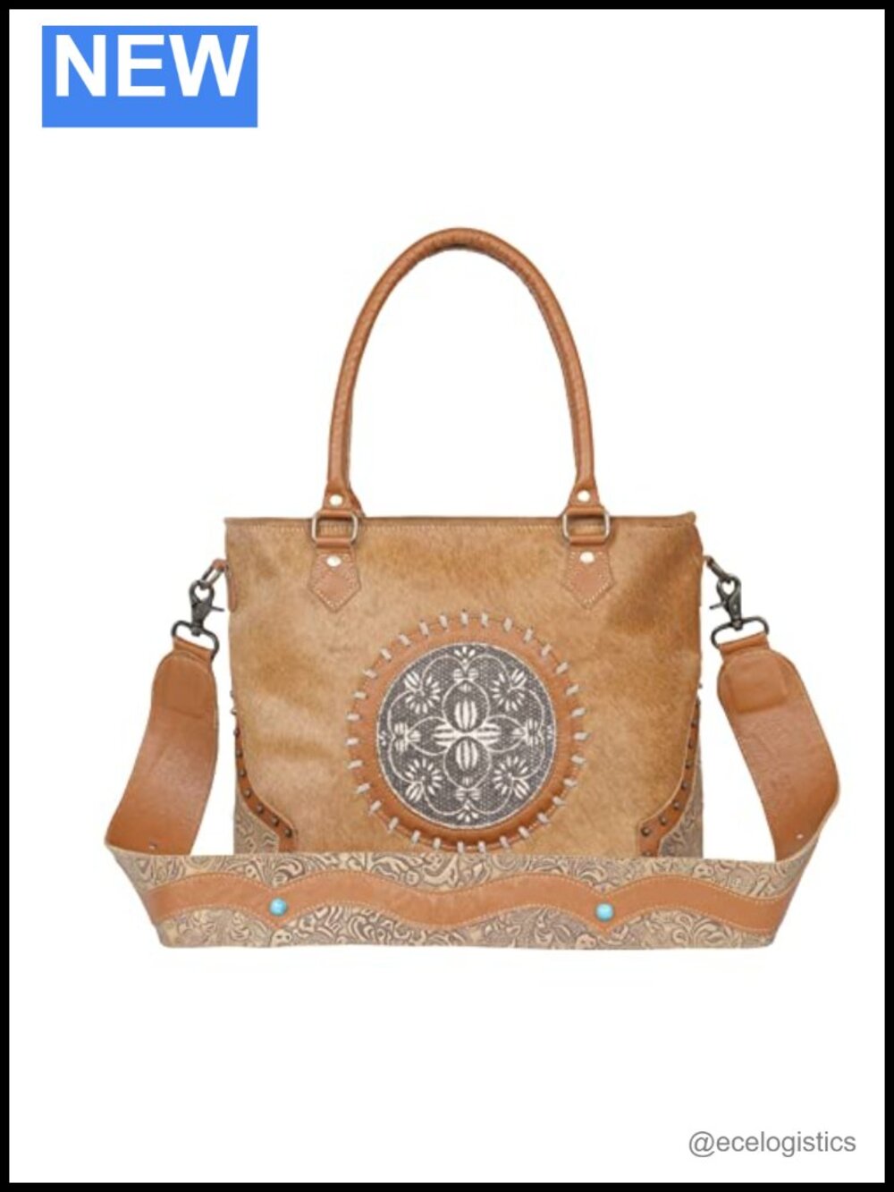 Vintage Leather & Canvas Shoulder Bag Bohemian Cottagecore